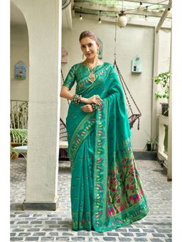 Gahan - Green Art Silk Festive Saree with Unstitched Blouse