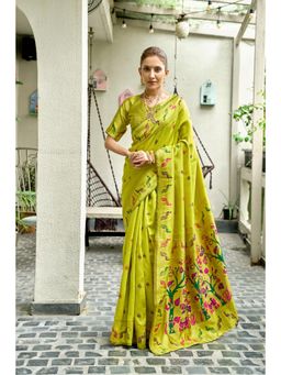 Gahan - Yellow Art Silk Festive Saree with Unstitched Blouse