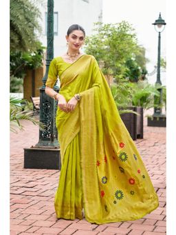 Gahan - Yellow Art Silk Festive Saree with Unstitched Blouse