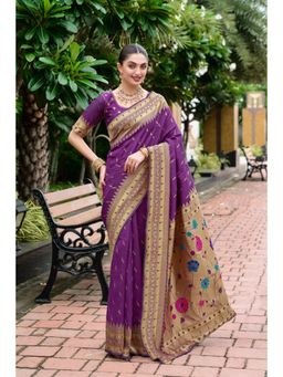 Gahan - Purple Art Silk Festive Saree with Unstitched Blouse