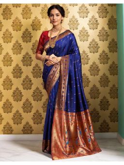 Gahan - Blue Art Silk Festive Saree with Unstitched Blouse