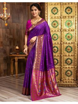 Gahan - Purple Art Silk Festive Saree with Unstitched Blouse