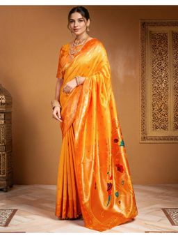 Gahan - Yellow Art Silk Festive Saree with Unstitched Blouse
