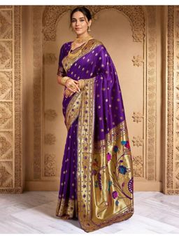 Gahan - Purple Art Silk Festive Saree with Unstitched Blouse