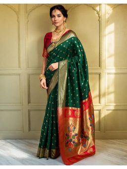 Gahan - Green Art Silk Festive Saree with Unstitched Blouse