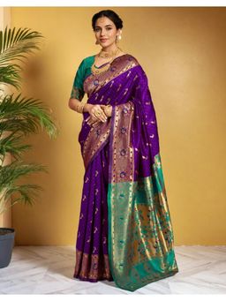 Gahan - Purple Art Silk Festive Saree with Unstitched Blouse
