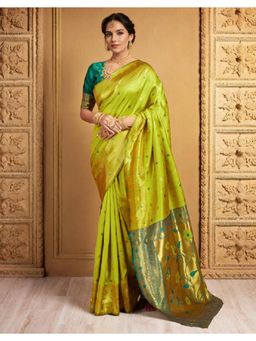 Gahan - Green Art Silk Festive Saree with Unstitched Blouse