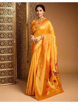 Gahan - Yellow Art Silk Festive Saree with Unstitched Blouse