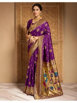 Gahan - Purple Art Silk Festive Saree with Unstitched Blouse