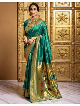 Gahan - Green Art Silk Festive Saree with Unstitched Blouse