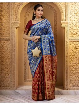 Gahan - Blue Art Silk Festive Saree with Unstitched Blouse