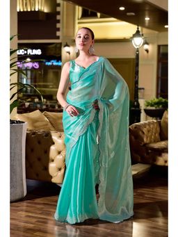 Gahan - Aqua Art Silk Festive Saree with Unstitched Blouse
