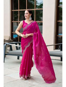 Gahan - Pink Art Silk Festive Saree with Unstitched Blouse