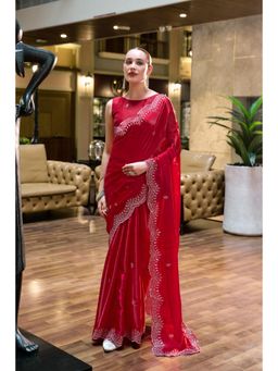 Gahan - Red Art Silk Festive Saree with Unstitched Blouse