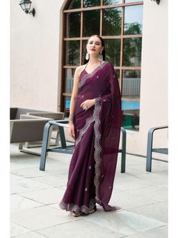 Gahan - Purple Art Silk Festive Saree with Unstitched Blouse