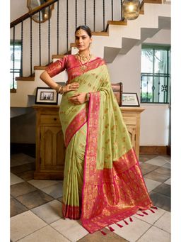 Gahan - Green Art Silk Festive Saree with Unstitched Blouse