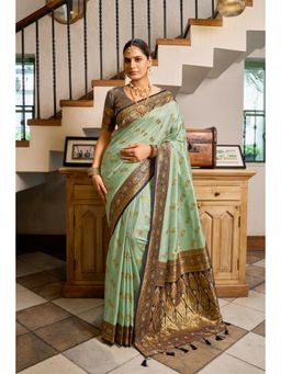 Gahan - Aqua Art Silk Festive Saree with Unstitched Blouse