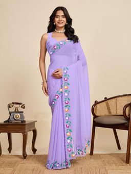 Gahan - Lavender Georgette Festive Saree with Unstitched Blouse