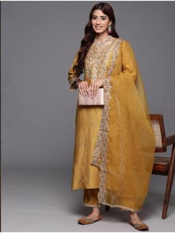 Gahan - Yellow Straight Kurta with Pant & Dupatta