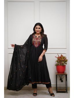 Gahan - Black Anarkali Kurta with Pant & Dupatta