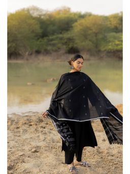 Gahan - Black A-Line Kurta with Pant & Dupatta