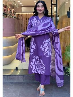 Gahan - Purple Straight Kurta with Palazzo & Dupatta