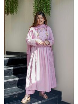 Gahan - Lavender A-Line Anarkali Kurta with Pant & Dupatta