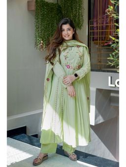 Gahan - Pista Green A-Line Anarkali Kurta with Pant & Dupatta