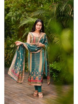 Gahan - Teal Straight Kurta with Pant & Dupatta