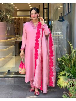 Gahan - Baby Pink Anarkali Kurta with Pant & Dupatta