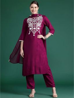 Gahan - Purple Straight Kurta with Pant & Dupatta