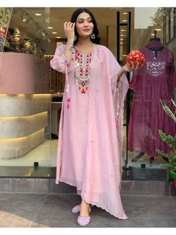 Gahan - Pink Anarkali Kurta with Pant & Dupatta
