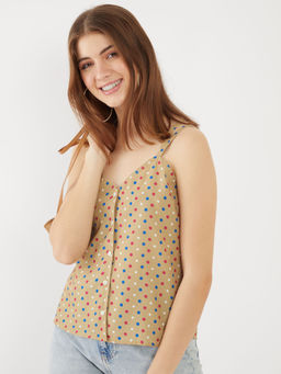 Zink London - Womens Beige Printed Top
