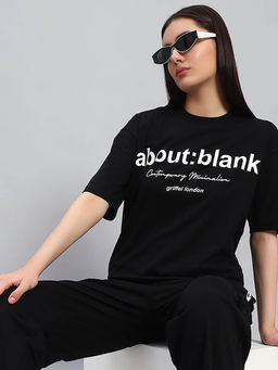 Griffel - Women Black Cotton T-shirt