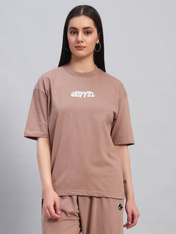 Griffel - Women Beige Cotton T-shirt