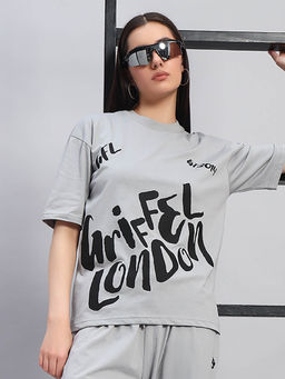 Griffel - Women Grey Cotton T-shirt