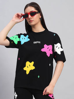 Griffel - Women Black Cotton T-shirt