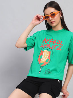 Griffel - Women Green Cotton T-shirt