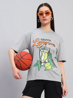 Griffel - Women Grey Cotton T-shirt