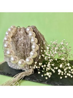 Nayaab by Sonia - Pristine Frost Bucket Silver Potli for Women