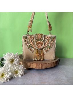 Nayaab by Sonia - Rani Kassel Beige Clutch for Women