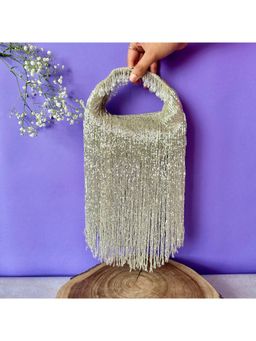Nayaab by Sonia - Silver Tassel Sailor Clutch for Women