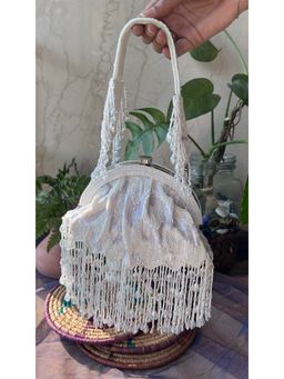 Nayaab by Sonia - Symphony Lily White Clutch for Women