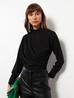 LC WAIKIKI - Straight Collar Long Sleeve Crepe Womens Blouse