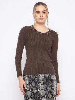 Madame - Women Brown Solid Sweater