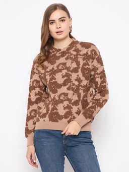 Madame - Women Tan Printed Sweater