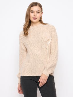 Madame - Women Pink Self Design Sweater