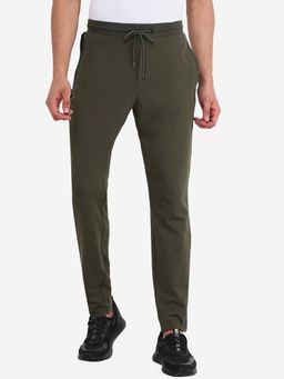 JadeBlue - Mens Cotton Blend Green Solid Slim Fit Track Pant