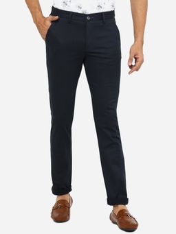Greenfibre - Mens Dark Blue Solid Super Slim Fit Casual Trouser