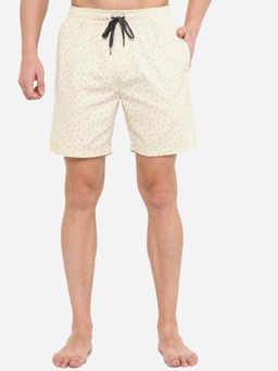 JadeBlue - Mens Cream Printed Regular Fit Boxer Shorts